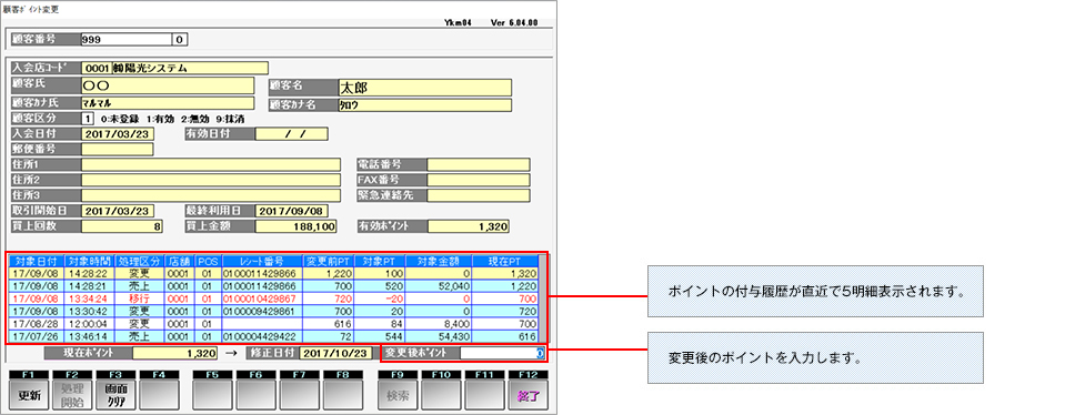 顧客ポイント変更